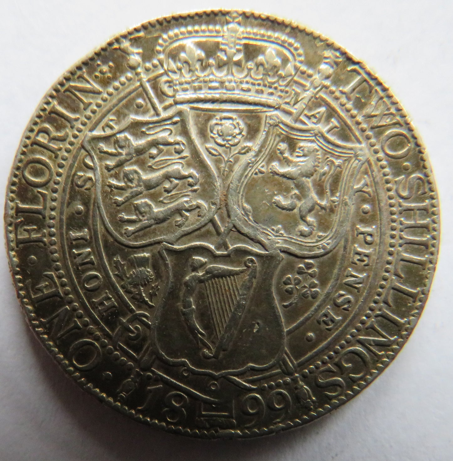 1899 Queen Victoria Silver Florin / 2 Shillings Coin - Great Britain
