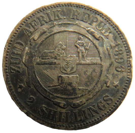 1896 South Africa Silver 2 Shillings Coin