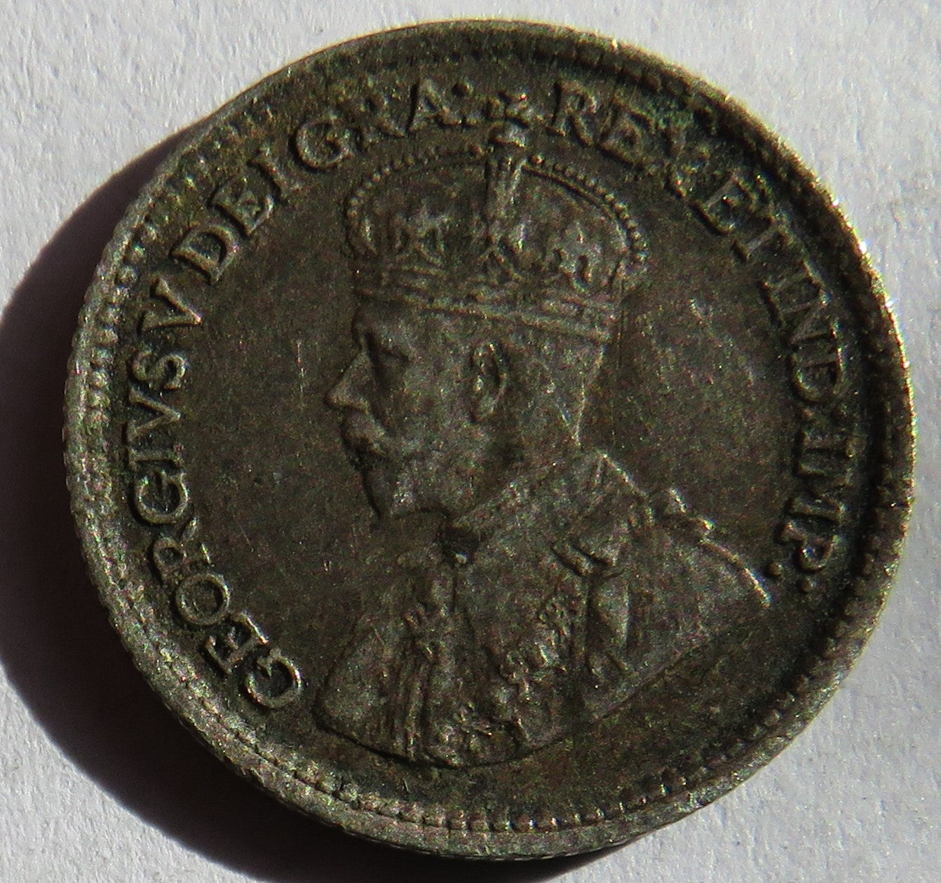 1914 King George V Canada Silver 5 Cents Coin