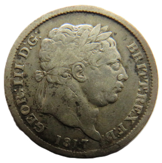 1817 King George III Silver Shilling Coin - Great Britain