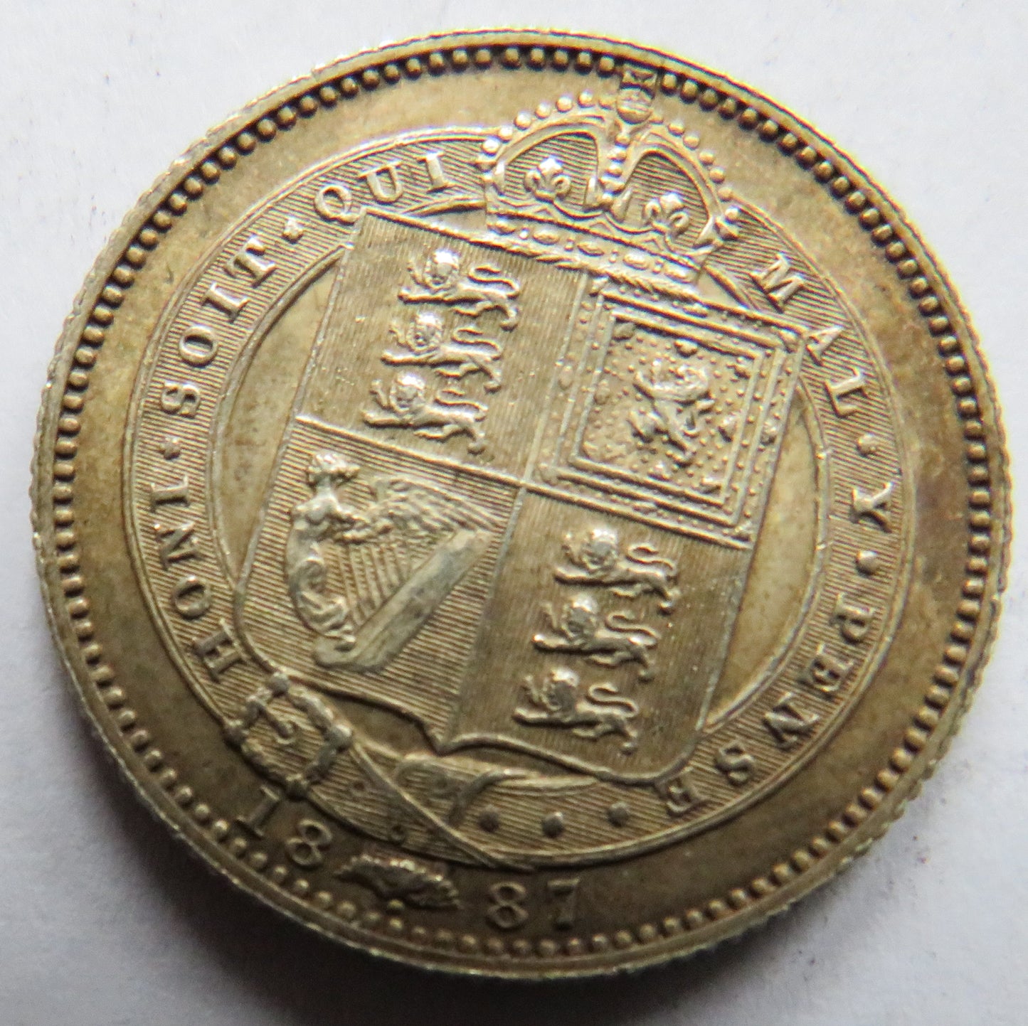 1887 Queen Victoria Jubilee Head Silver Shilling Coin High Grade - Great Britain