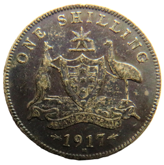 1917 King George V Australia Silver Shilling Coin