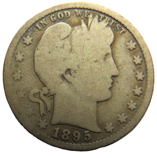 1895-S USA Barber Silver $1/4 Quarter Dollar Coin