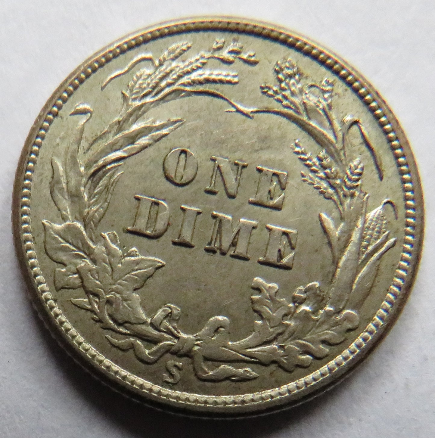 1912-S USA Silver Barber One Dime Coin In High Grade