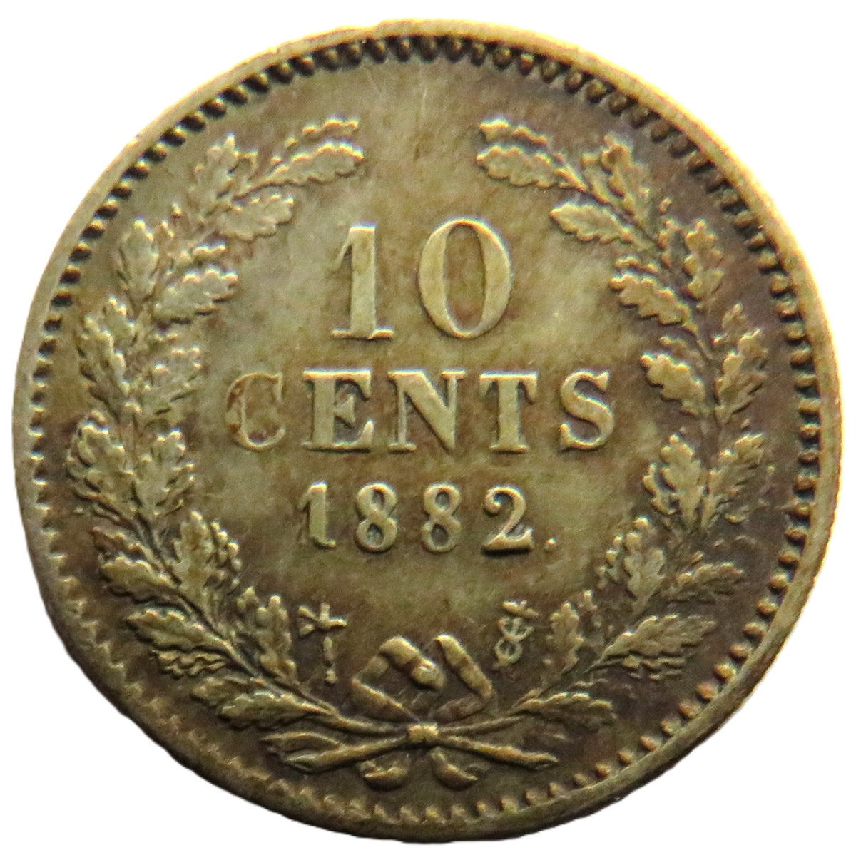 1882 Netherlands Silver 10 Cents Coin In Better Grade