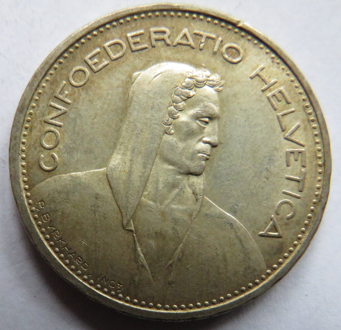 1940 Switzerland Silver 5 Francs Coin In Higher Grade