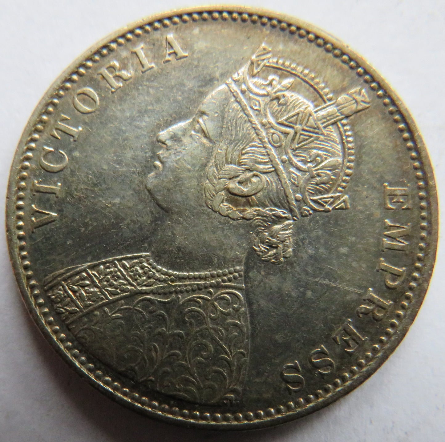 1878 Queen Victoria India Silver One Rupee Coin