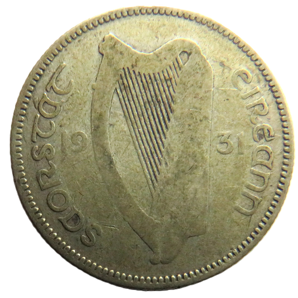 1931 Ireland Eire Silver Shilling Coin