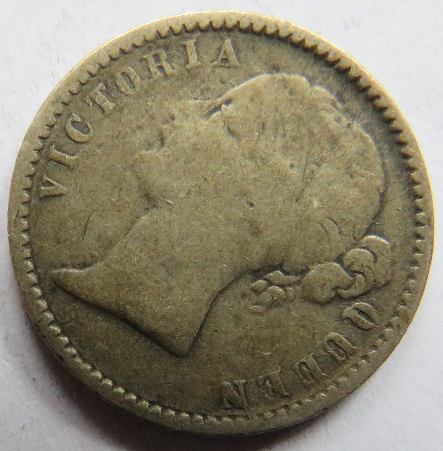 1840 Queen Victoria East India Company Silver 1/4 Rupee Coin