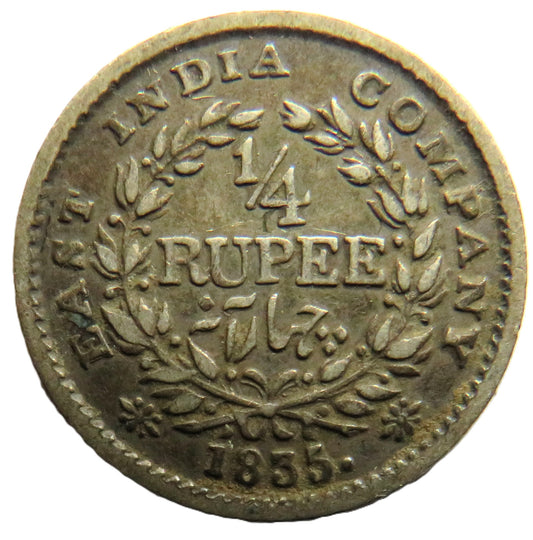 1834 King William IV East India Company Silver 1/4 Rupee Coin