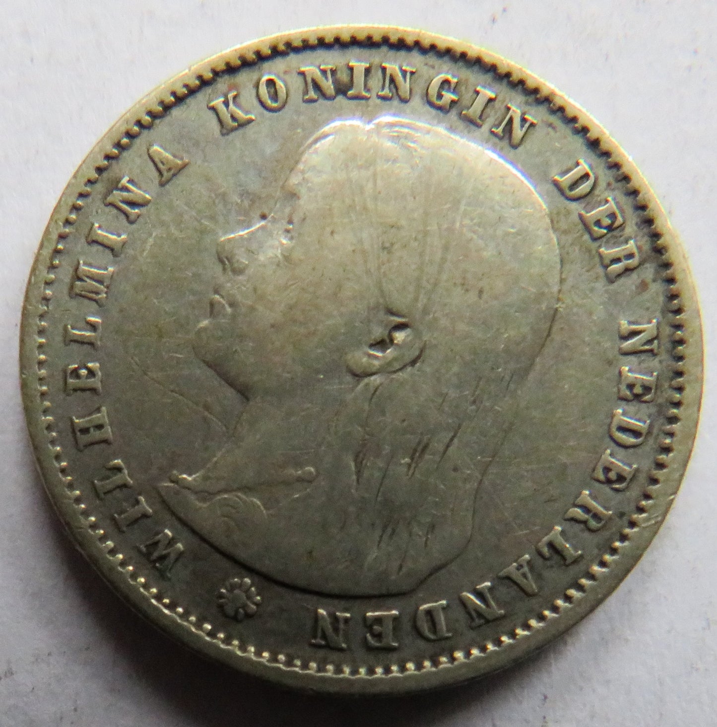 1894 Netherlands Silver 25 Cents Coin