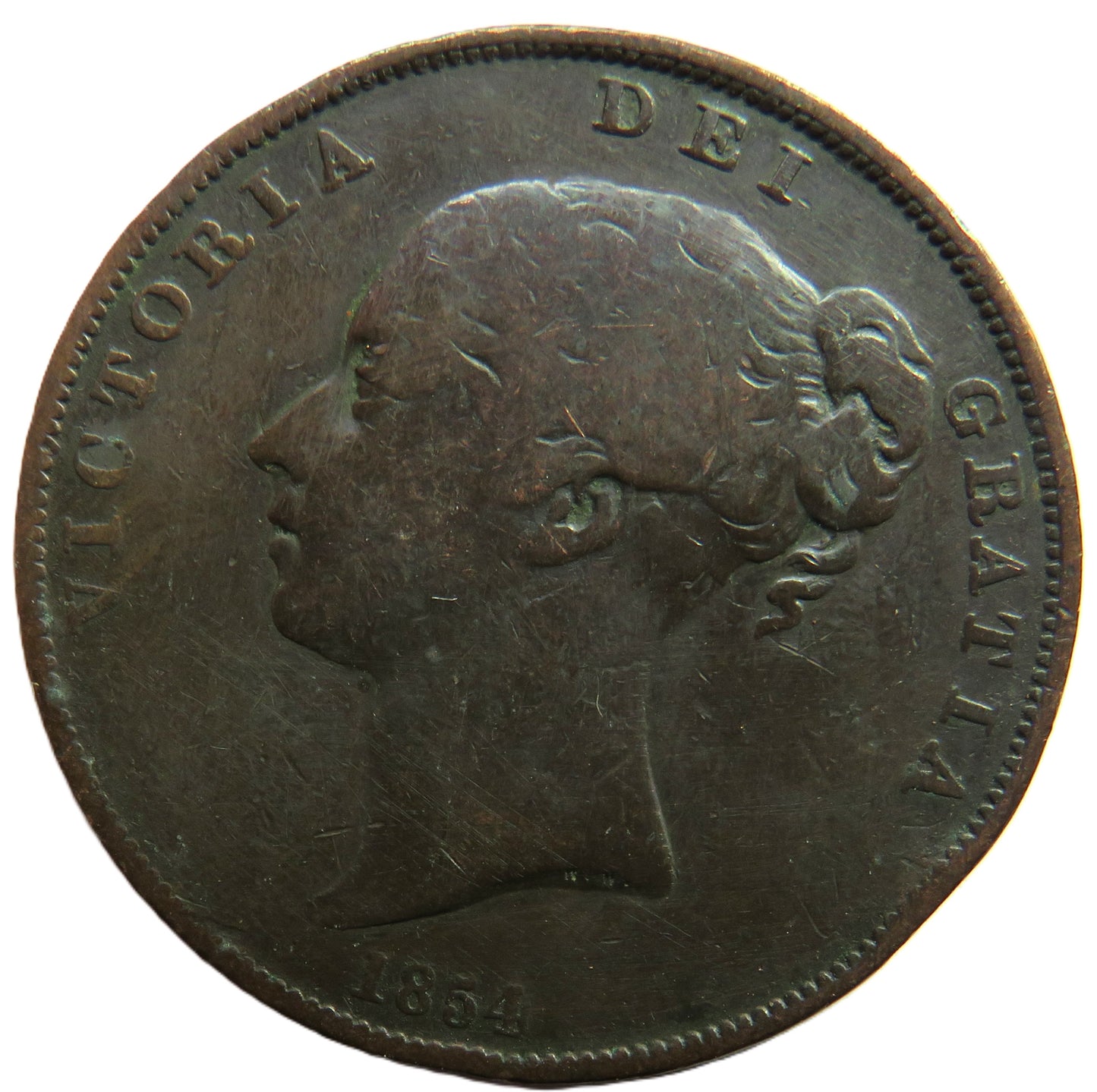 1854 Queen Victoria Young Head One Penny Coin - Great Britain