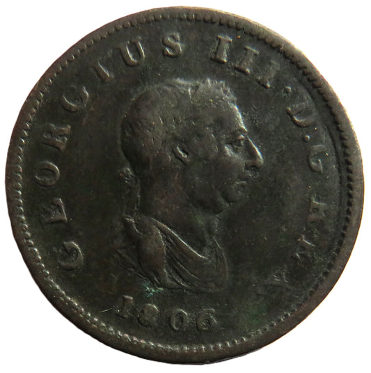1806 King George III Halfpenny Coin - Great Britain