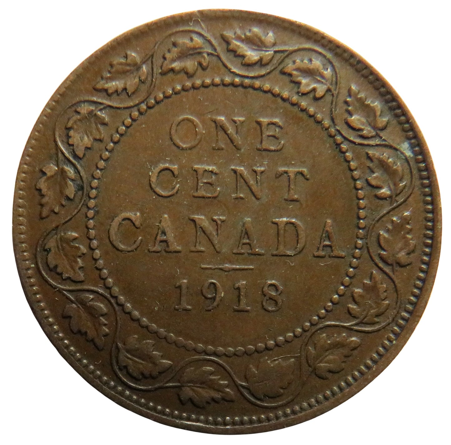 1918 King George V Canada One Cent Coin