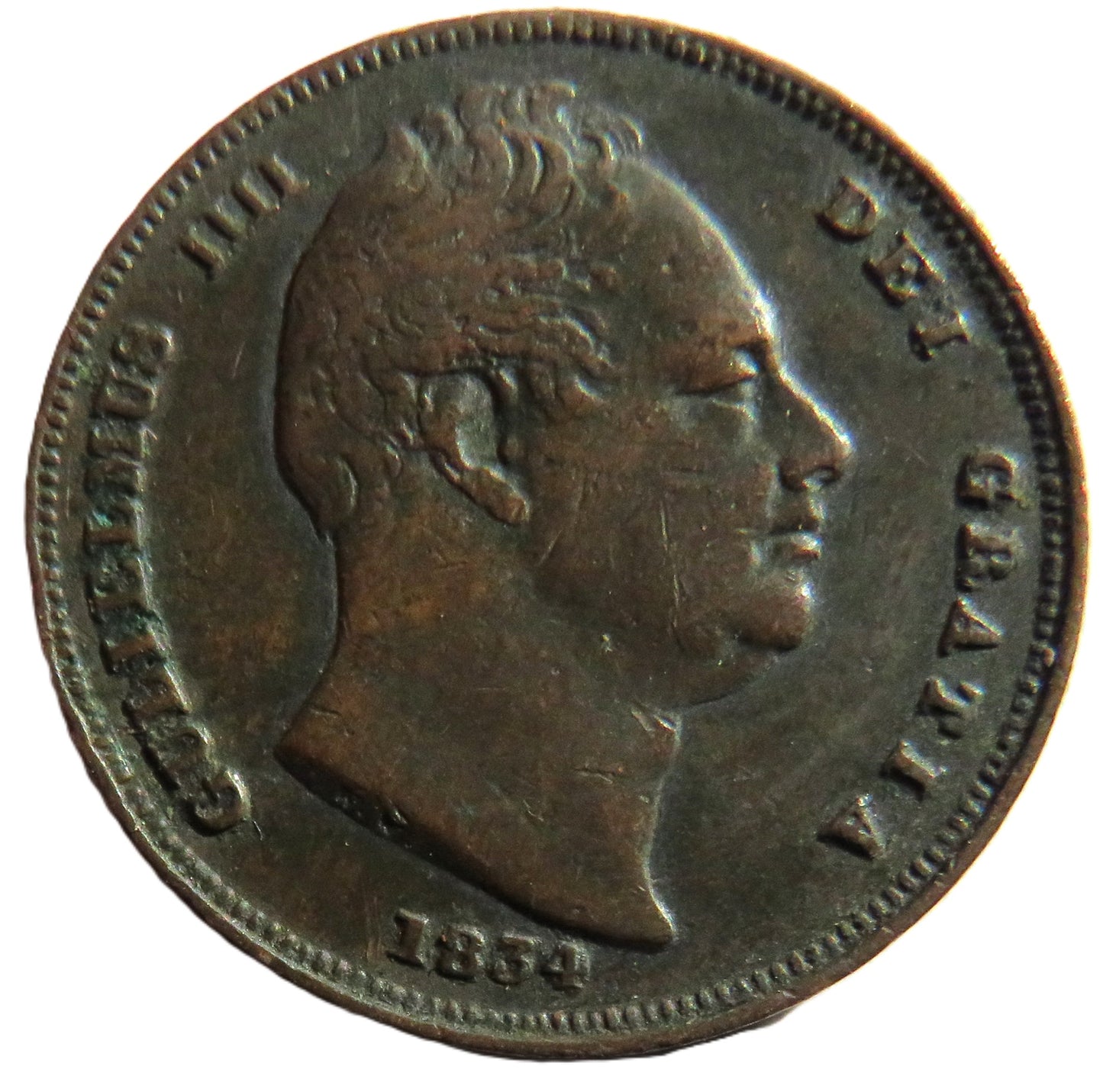 1834 King William IV Farthing Coin - Great Britain