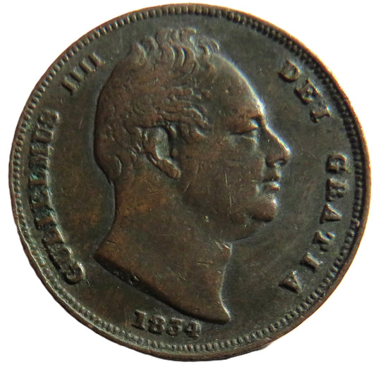 1834 King William IV Farthing Coin - Great Britain