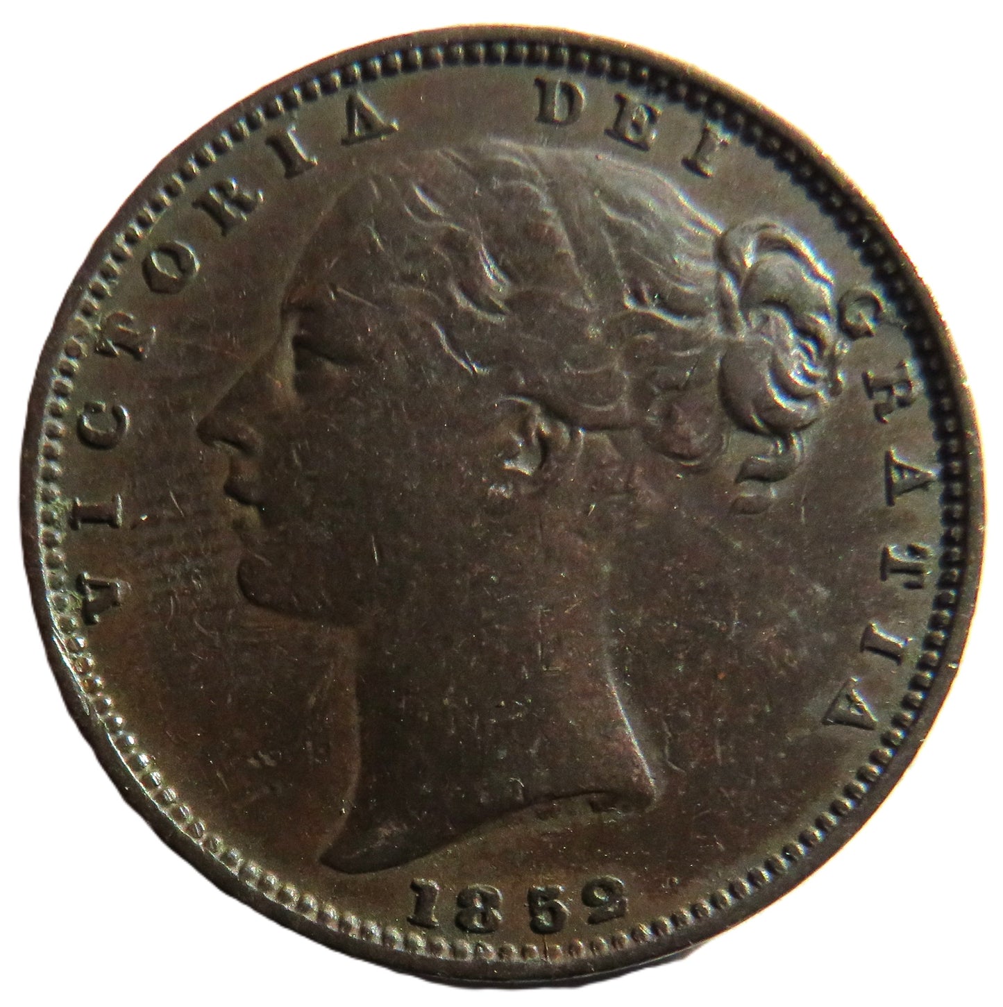 1852 Queen Victoria Young Head Farthing Coin - Great Britain