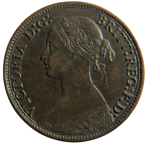 1868 Queen Victoria Bun Head Farthing Coin - Great Britain