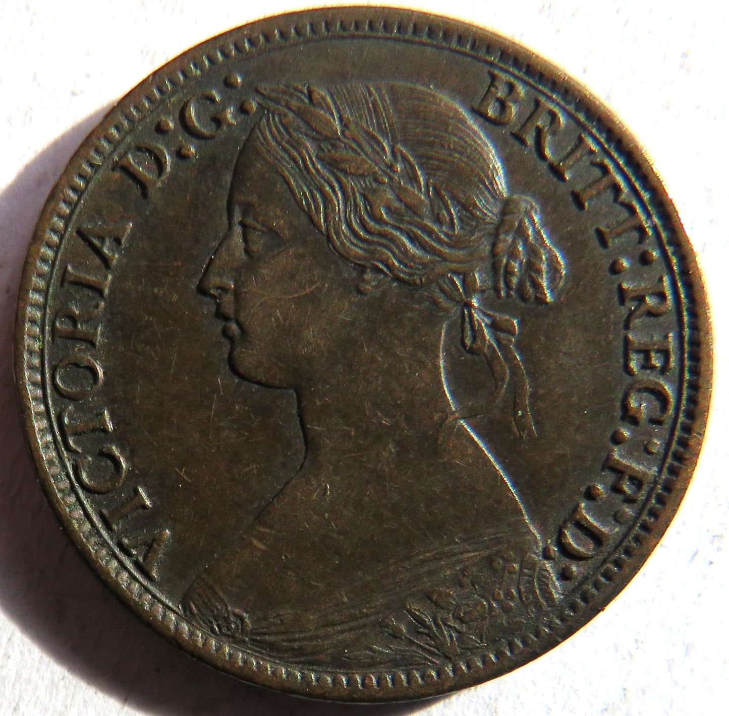 1868 Queen Victoria Bun Head Farthing Coin - Great Britain