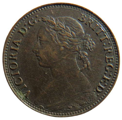 1881 Queen Victoria Bun Head Farthing Coin - Great Britain