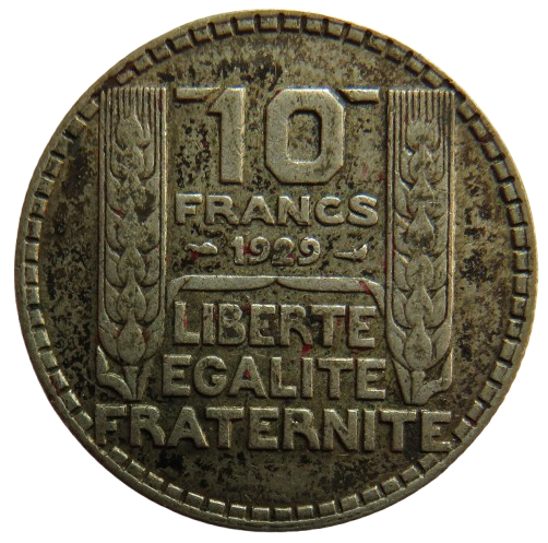 1929 France Silver 10 Francs Coin