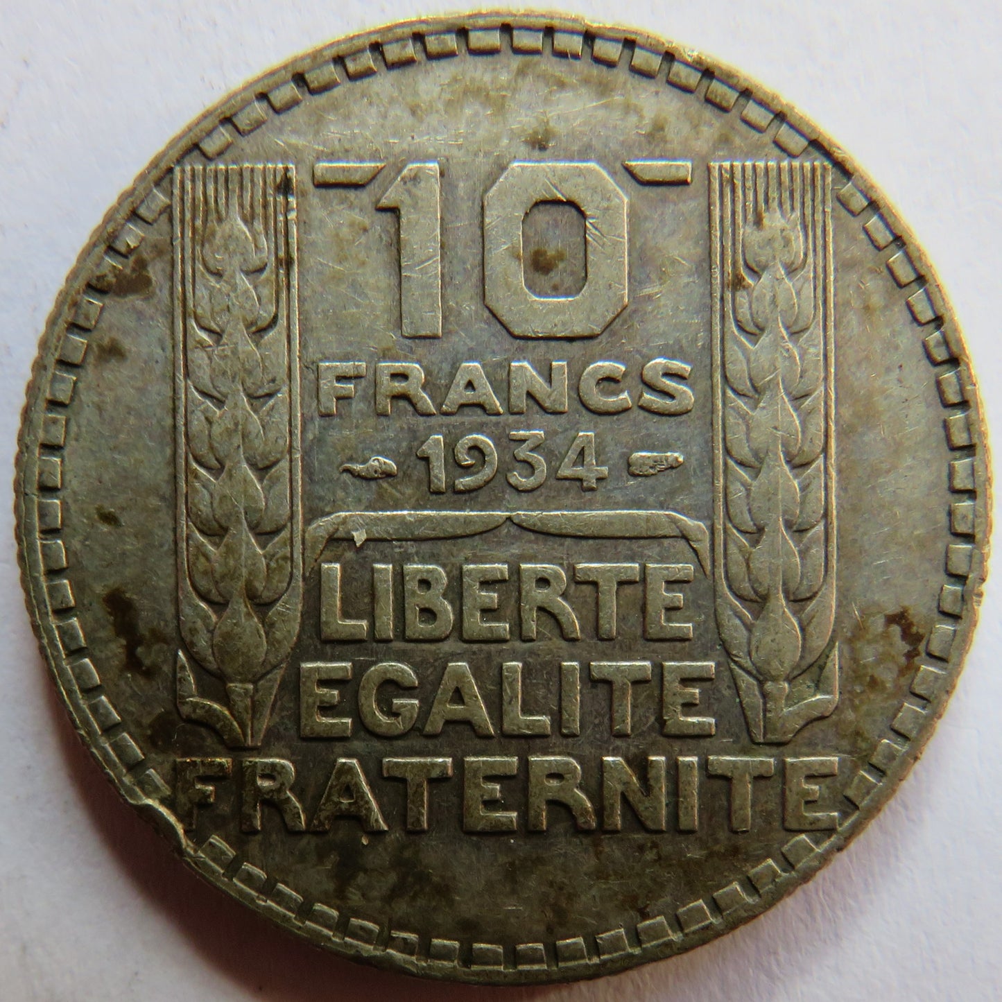 1934 France Silver 10 Francs Coin