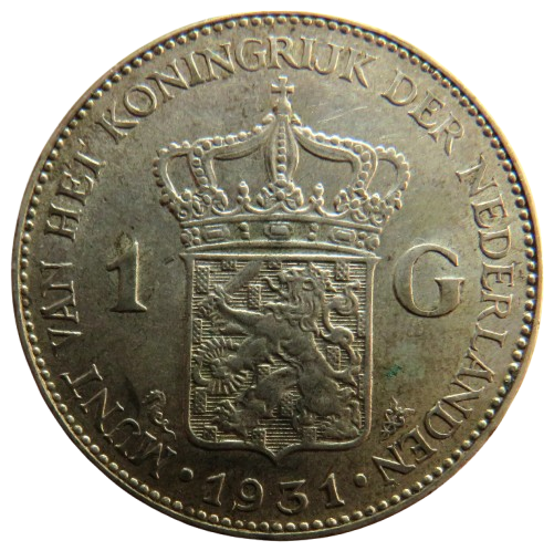1931 Netherlands Silver One Gulden Coin