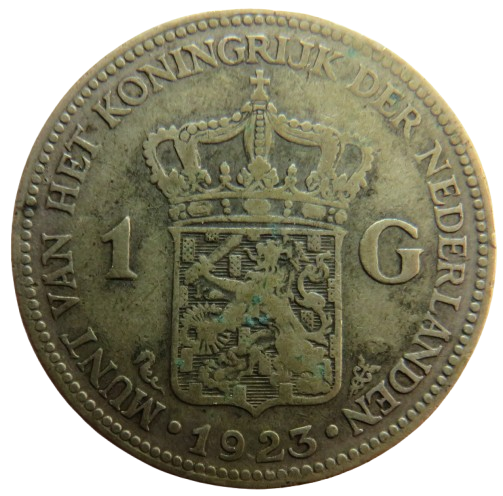 1923 Netherlands Silver One Gulden Coin