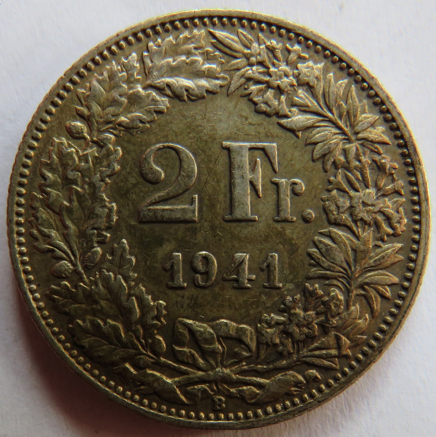 1941 Switzerland Silver 2 Francs Coin