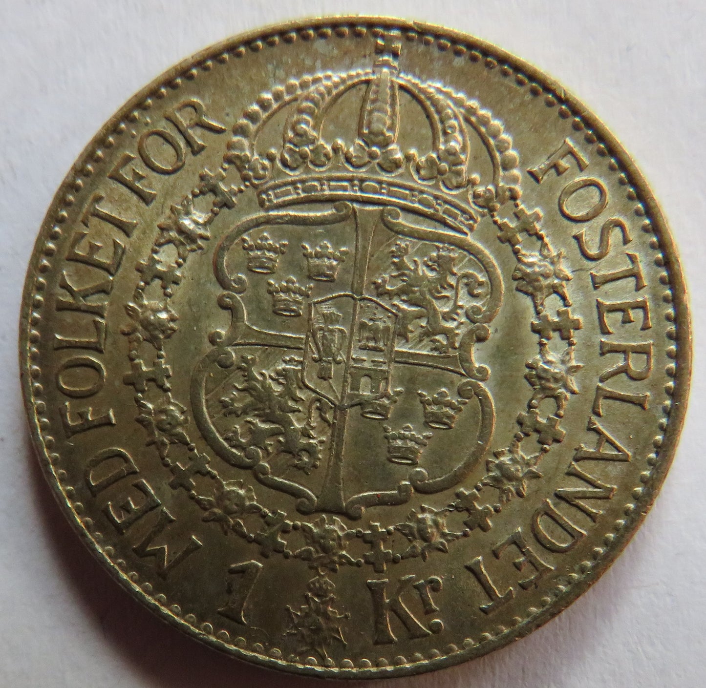 1926 Sweden Silver One Krona Coin In High Grade
