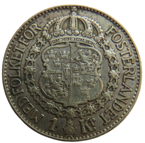 1928 Sweden Silver One Krona Coin
