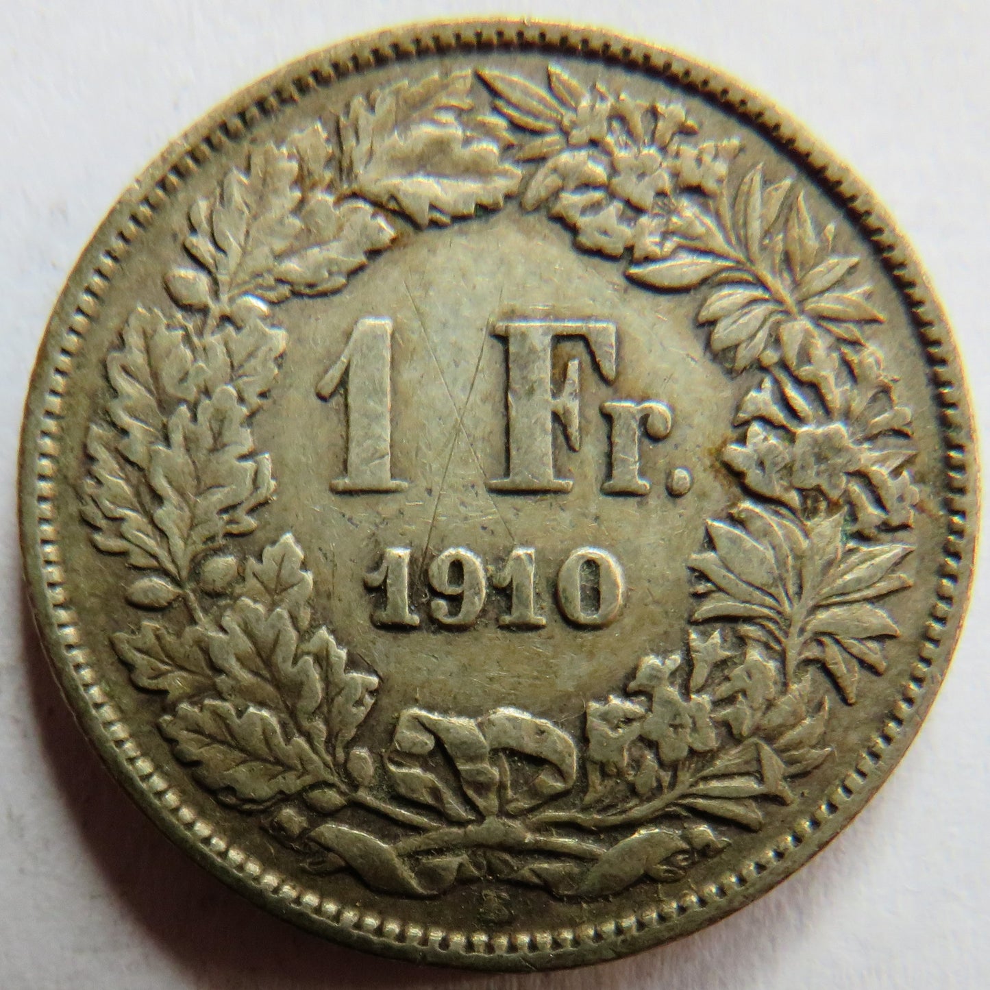 1910 Switzerland Silver One Franc Coin