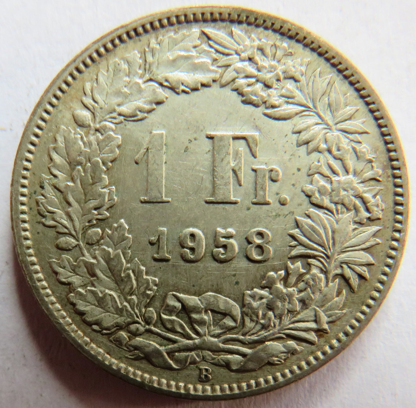 1958 Switzerland Silver One Franc Coin