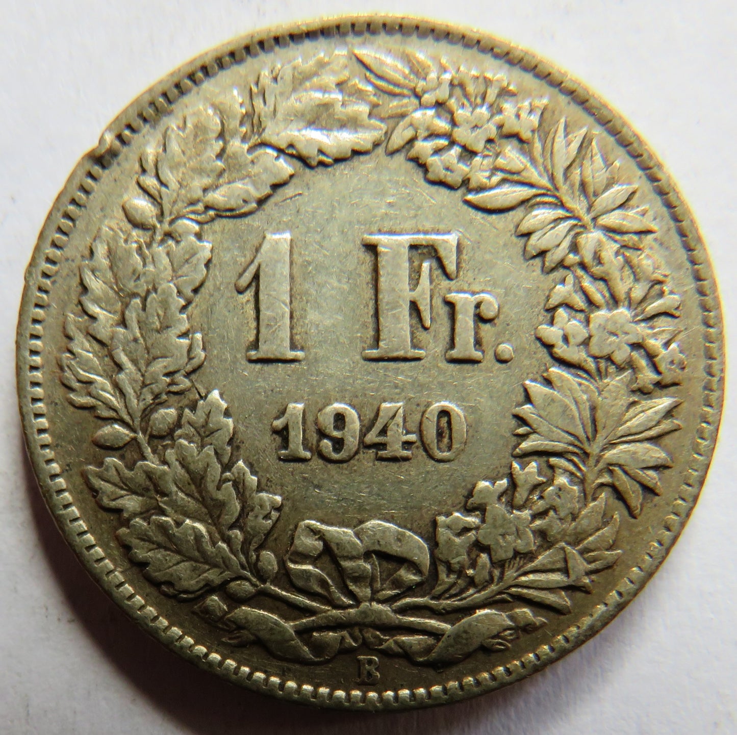 1940 Switzerland Silver One Franc Coin