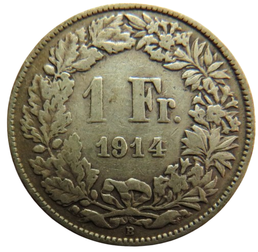 1914 Switzerland Silver One Franc Coin