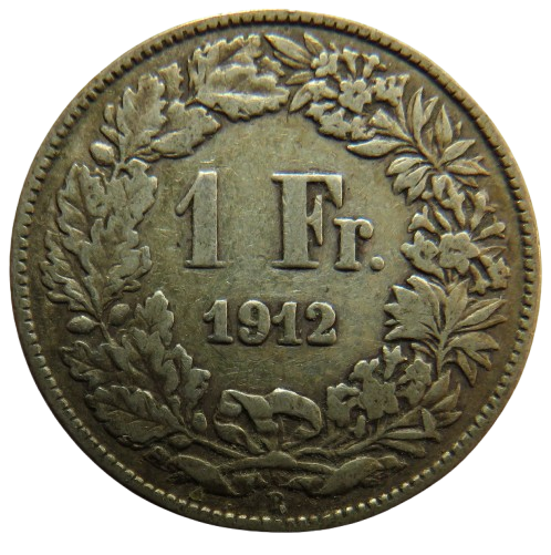 1912 Switzerland Silver One Franc Coin