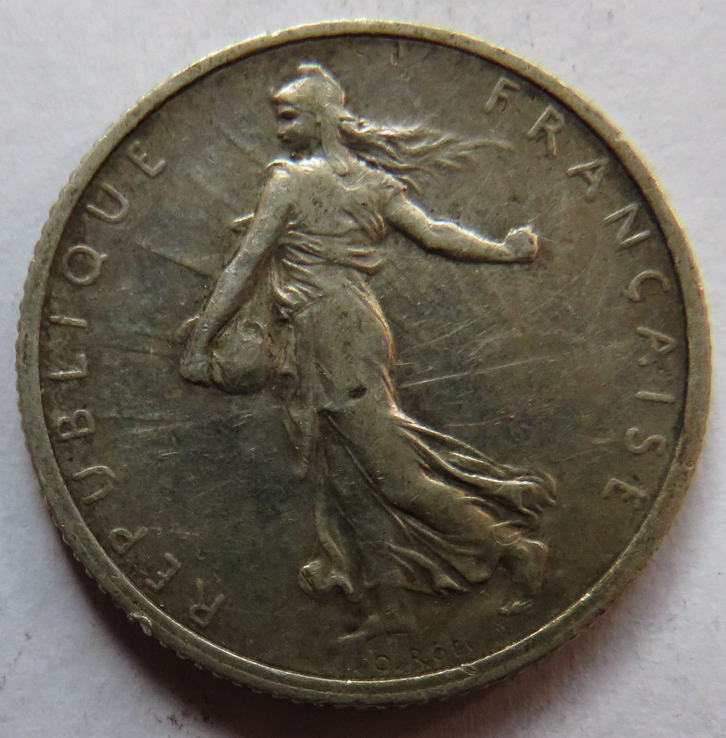 1917 France Silver One Franc Coin