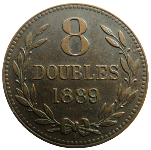 1889-H Guernsey 8 Doubles Coin
