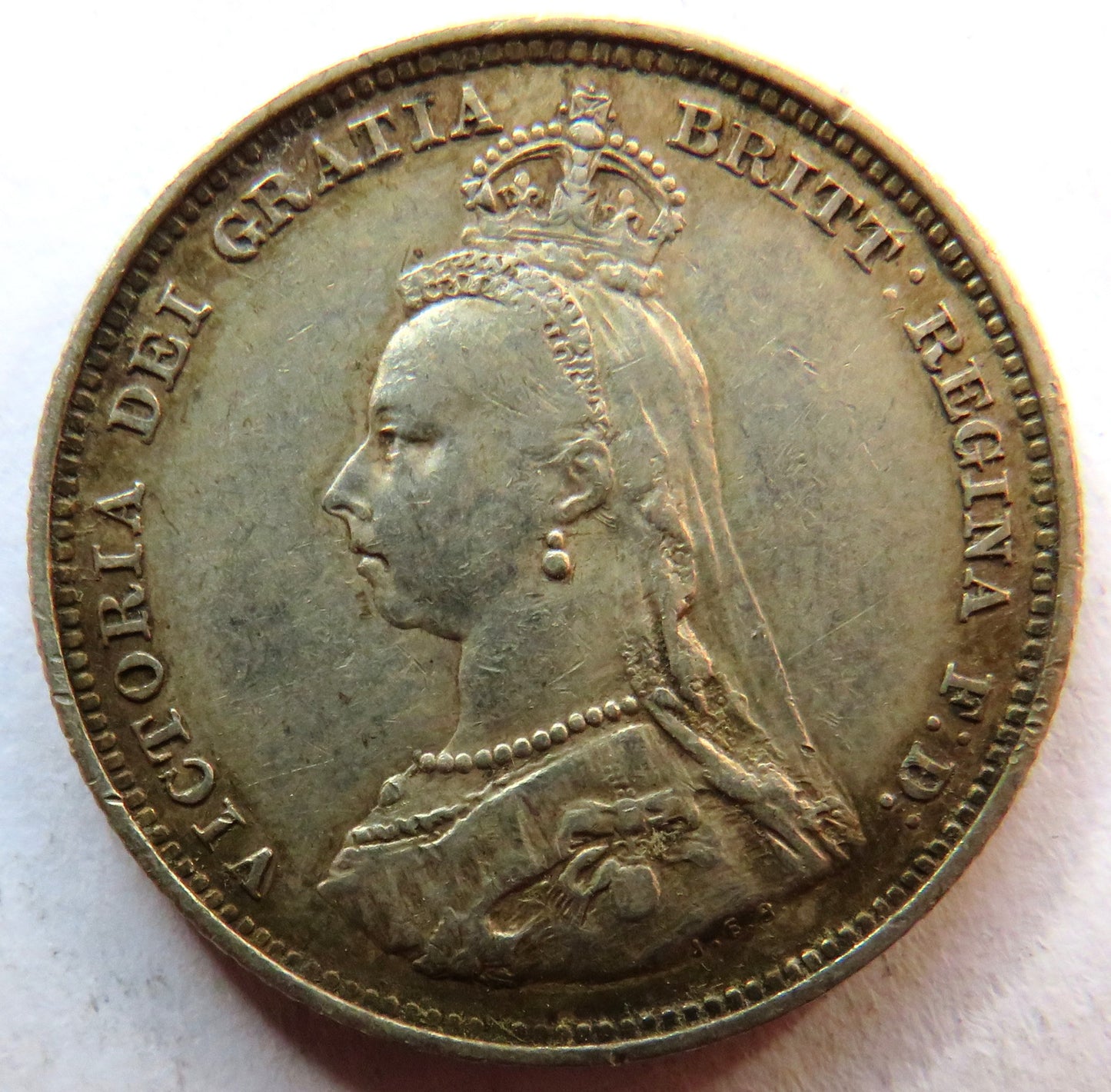 1887 Queen Victoria Jubilee Head Silver Shilling Coin - Great Britain