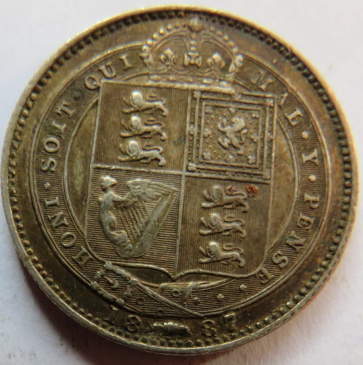 1887 Queen Victoria Jubilee Head Silver Shilling Coin - Great Britain