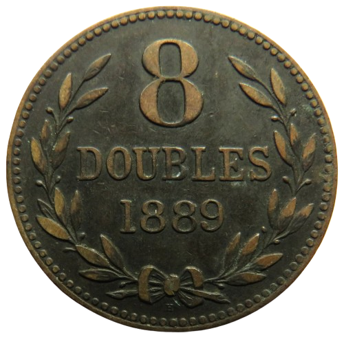 1889-H Guernsey 8 Doubles Coin