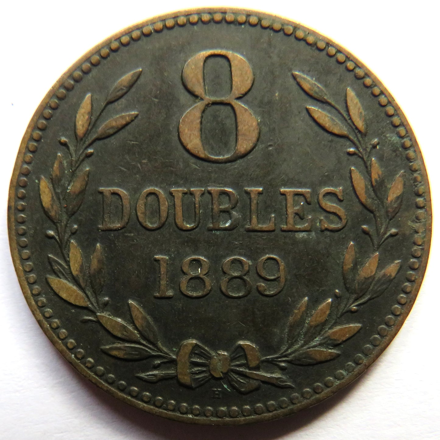 1889-H Guernsey 8 Doubles Coin