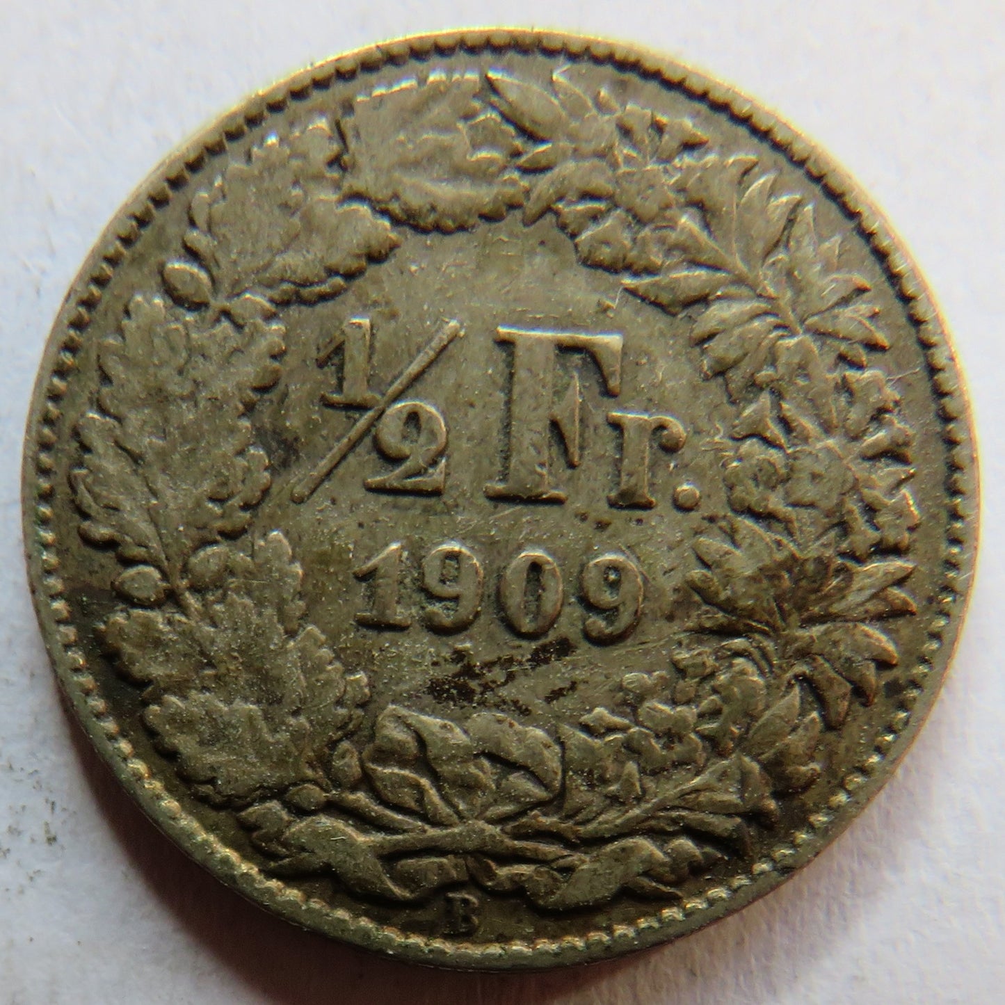 1909 Switzerland Silver 1/2 Franc Coin