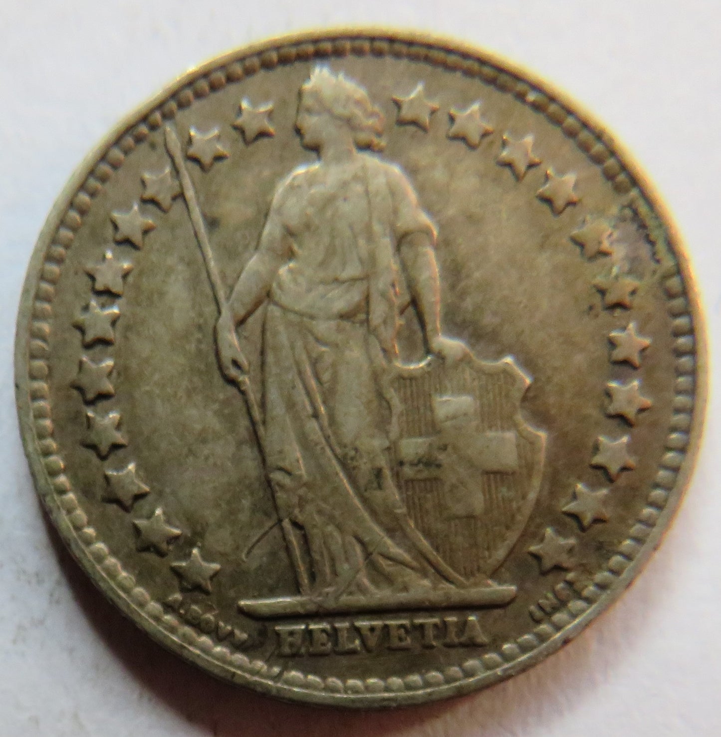 1909 Switzerland Silver 1/2 Franc Coin