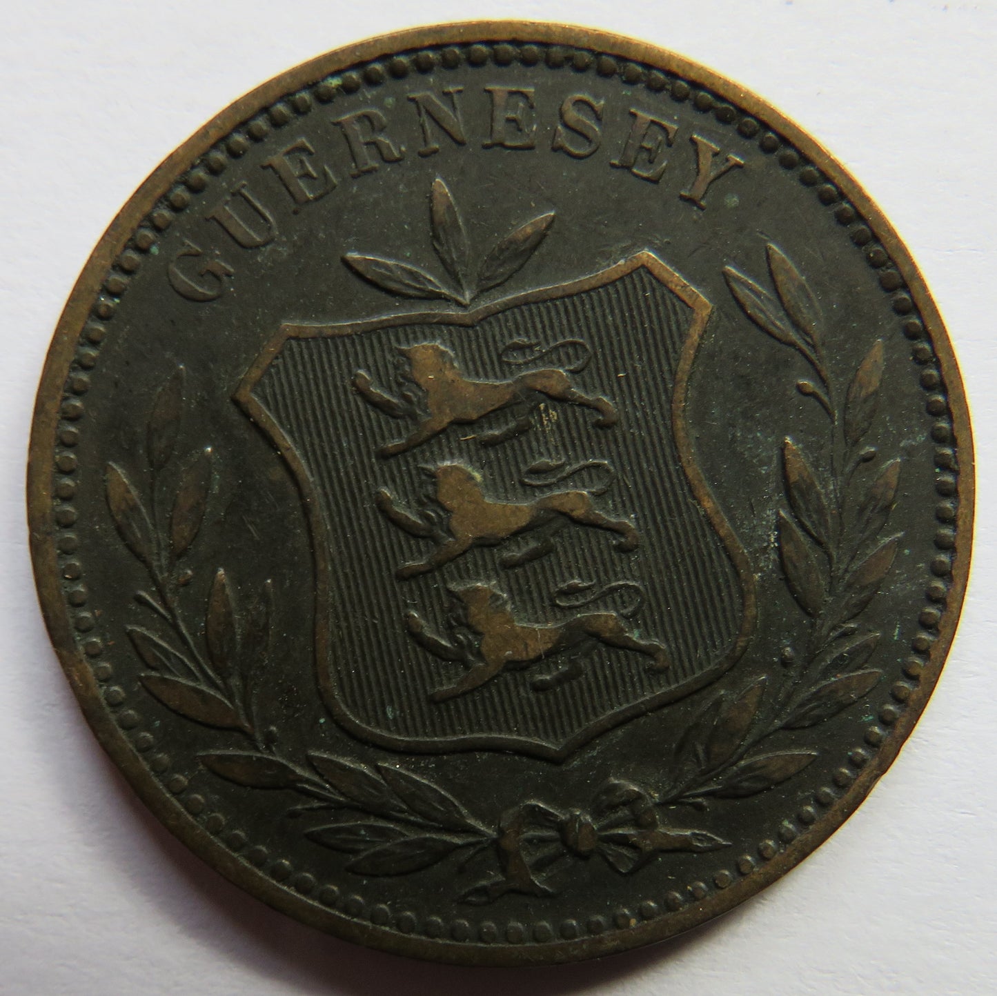 1889-H Guernsey 8 Doubles Coin