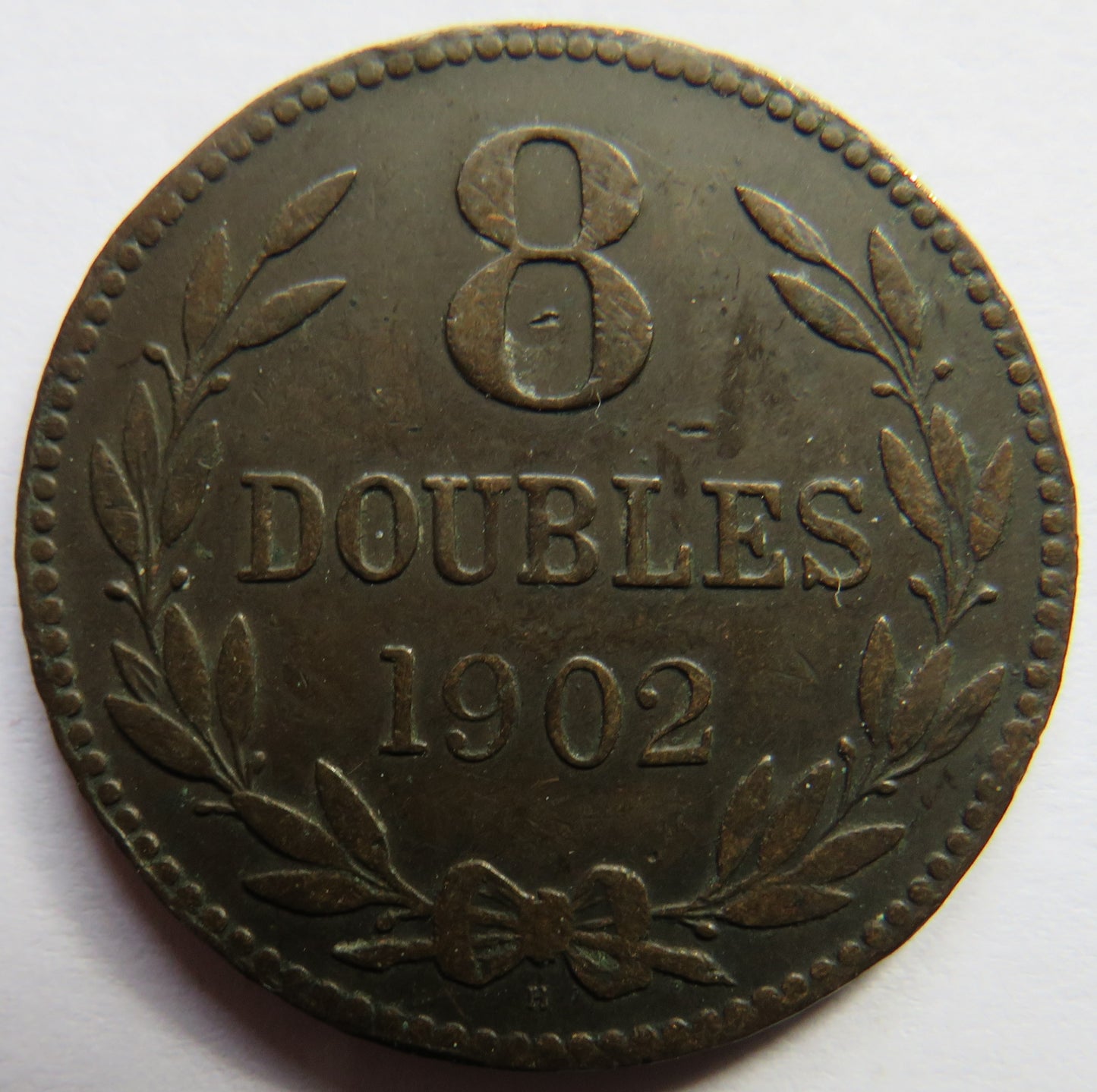 1902-H Guernsey 8 Doubles Coin