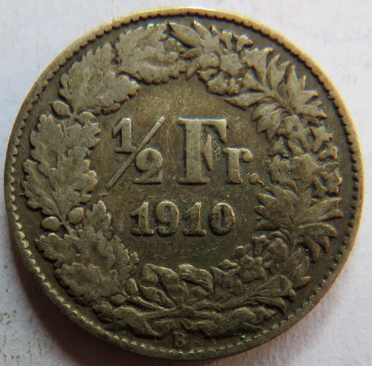 1910 Switzerland Silver 1/2 Franc Coin