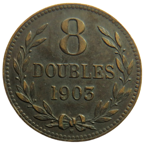 1903-H Guernsey 8 Doubles Coin