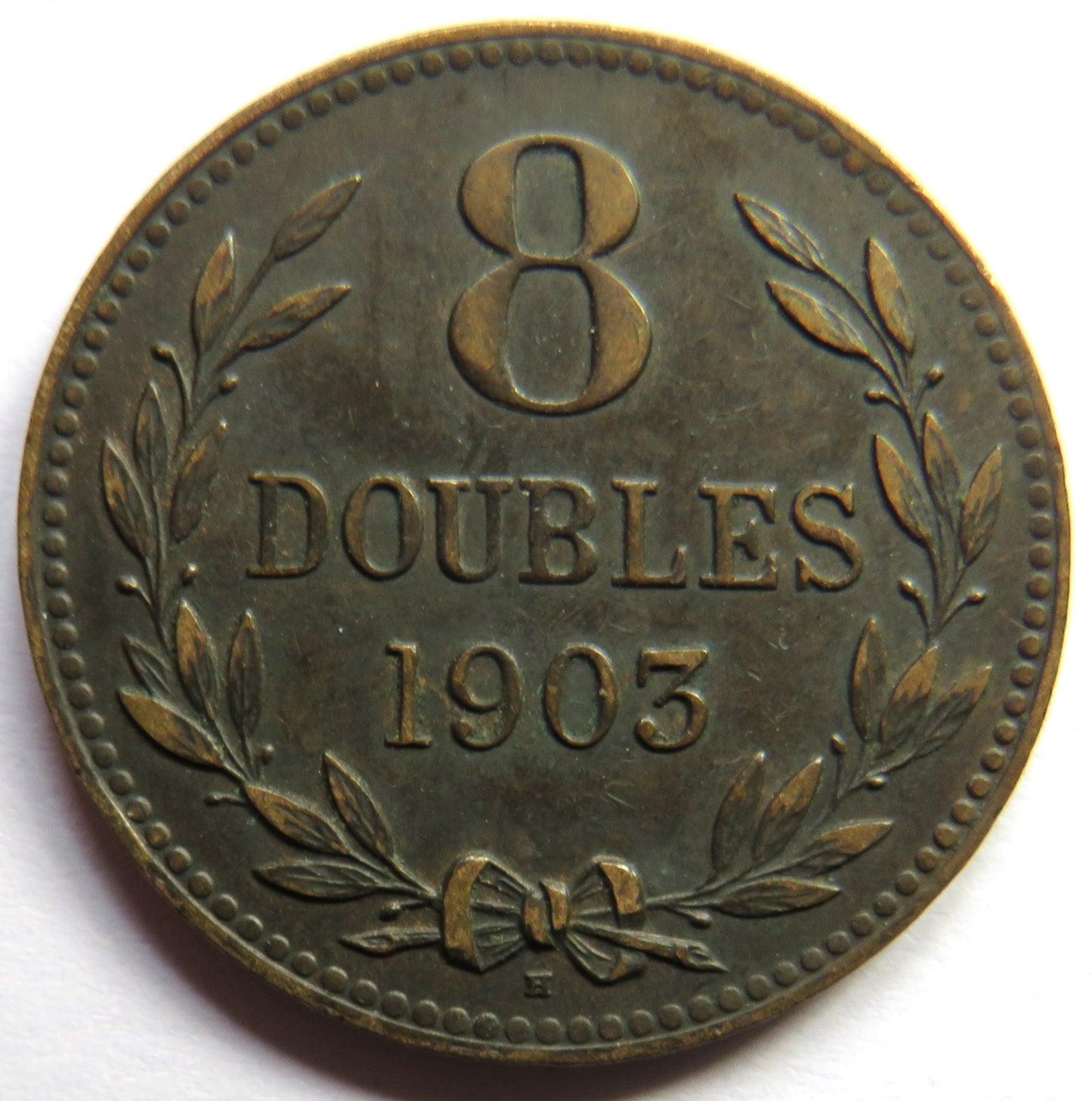 1903-H Guernsey 8 Doubles Coin