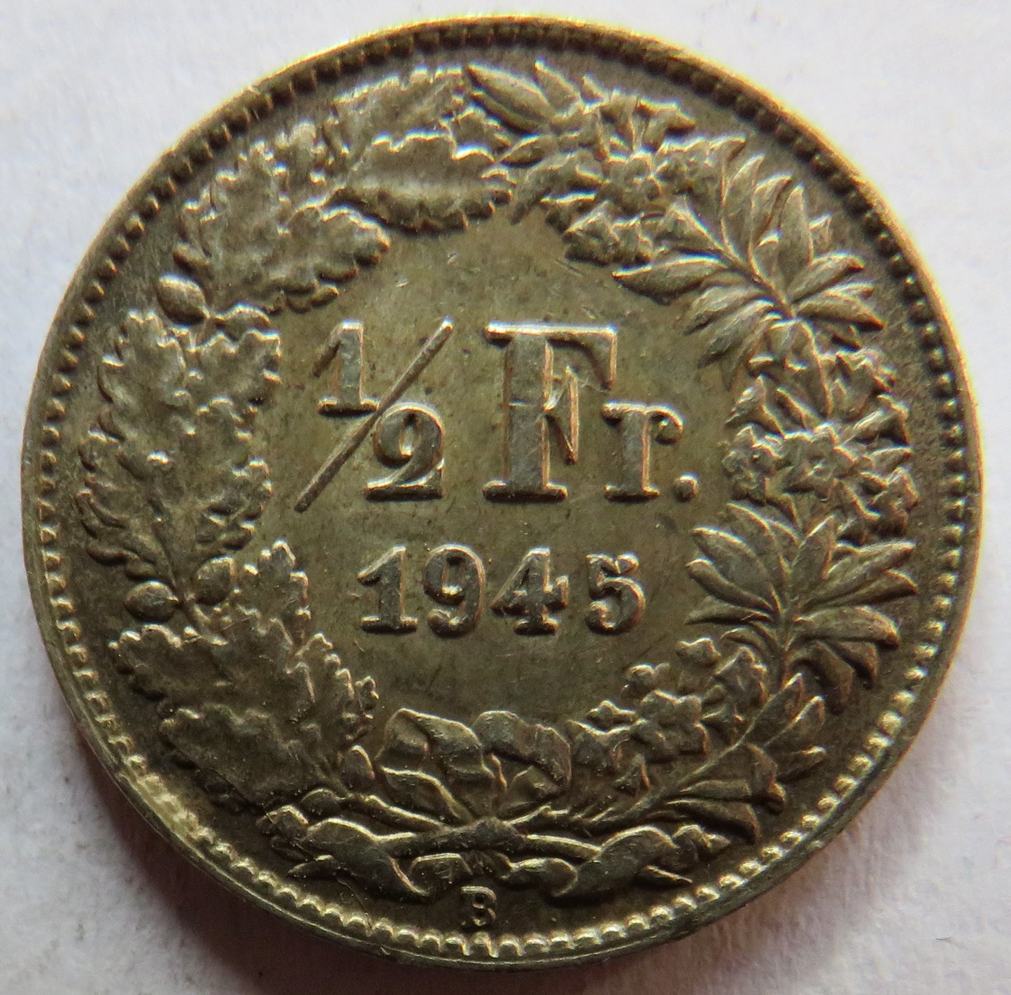 1945 Switzerland Silver 1/2 Franc Coin